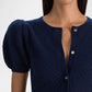 Midnight Blue Sabine Puff Sleeve Crop Cardigan