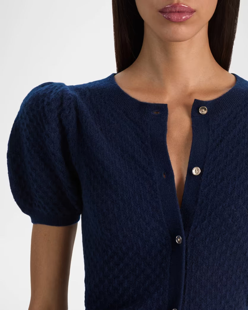 Midnight Blue Sabine Puff Sleeve Crop Cardigan