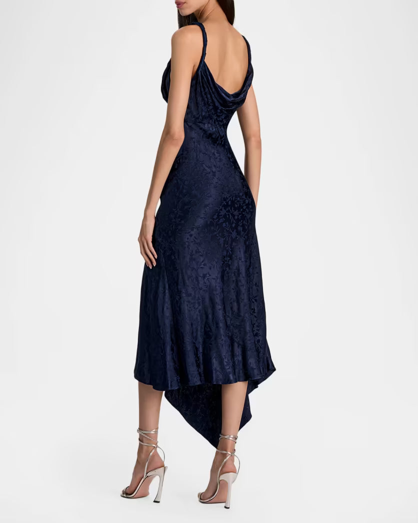 Midnight Blue Monique Twist Strap Midi Dress
