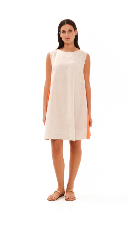 A Line Cami Linen Dress with Color Block Panels The Augusta Clothing Company A Line Cami Linen Dress with Color Block Panels The Augusta Clothing Company