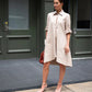 Beige Cotton Midi Tunic Dress