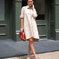 Beige Cotton Midi Tunic Dress