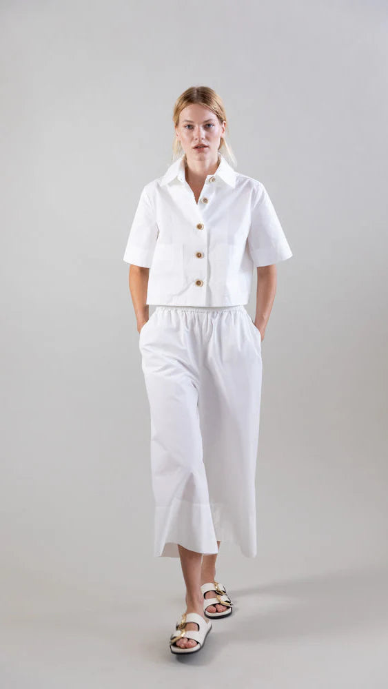 Bouton & Brume Elastic-Waist Cotton Palazzo Pants