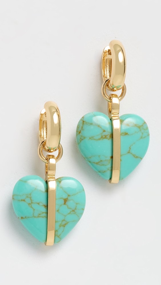Semi Heart and Cab Charm Earrings