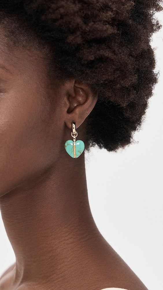 Semi Heart and Cab Charm Earrings