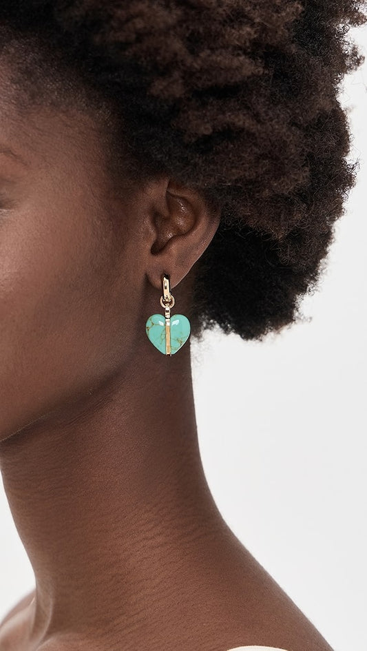 Semi Heart and Cab Charm Earrings