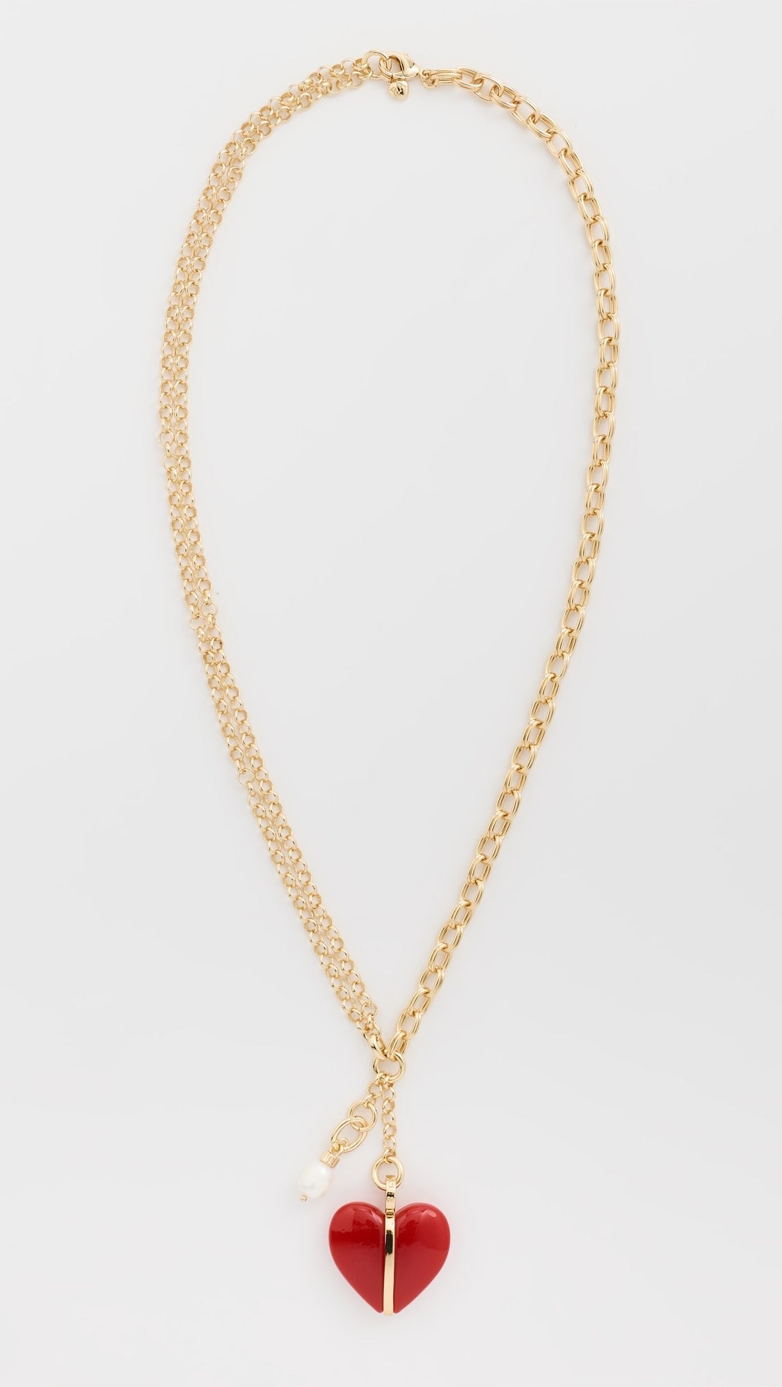 Semi Heart Charm and Cab Necklace