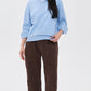 Blue V Neck Long Sleeve Sweater
