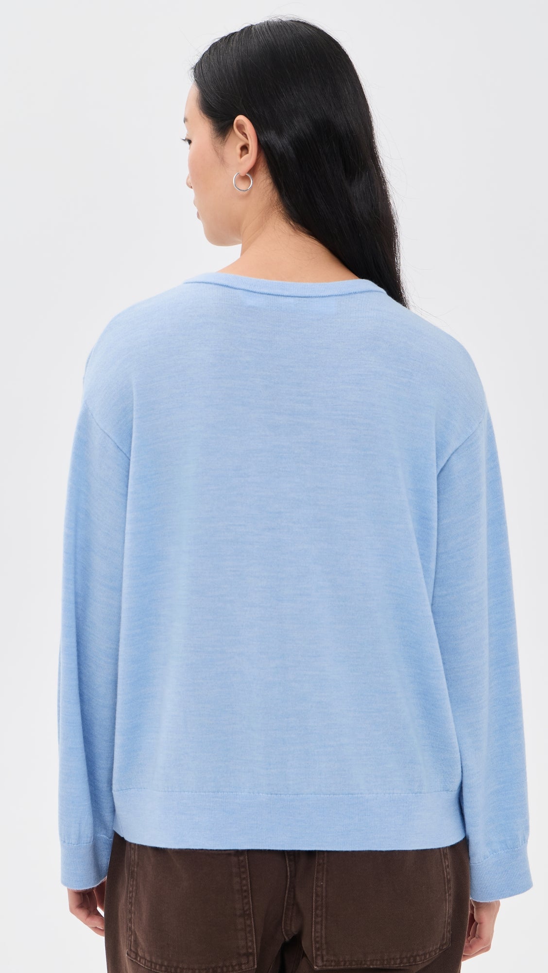 Blue V Neck Long Sleeve Sweater