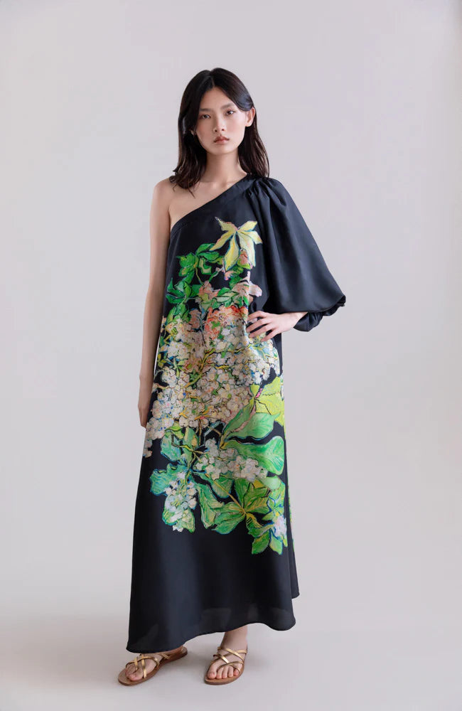 One Shoulder Floral Maxi Dress