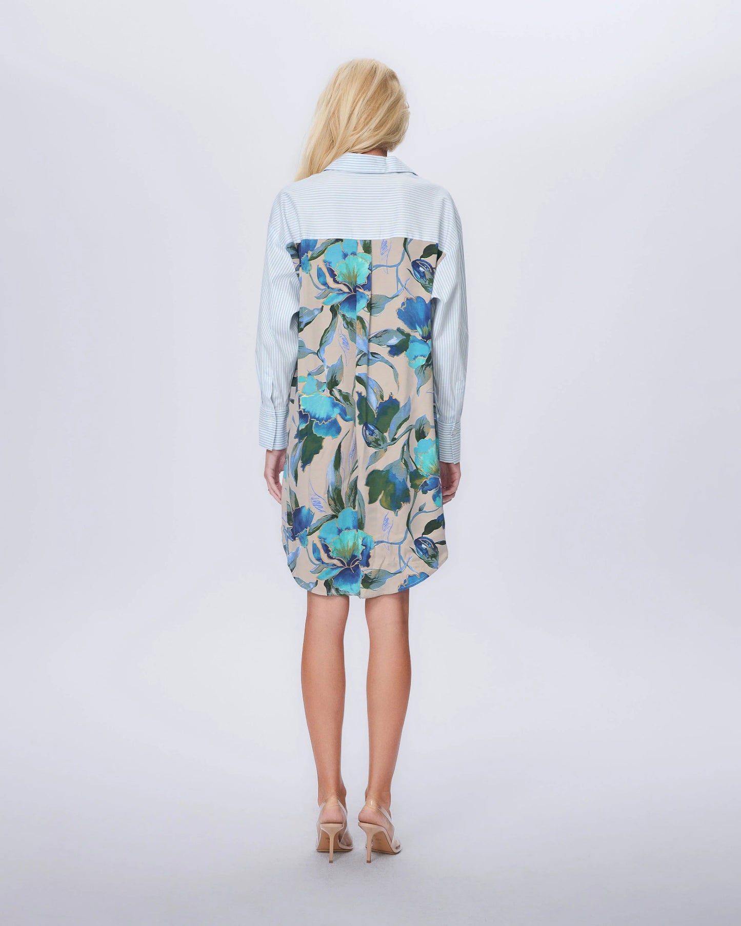 Echo Iris Print Back Shirtdress - Etherlight Bloom