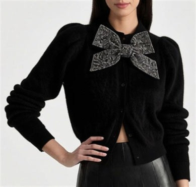 White Kitty Cardigan with Bow