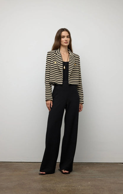 Cropped Stripe Knit Jacket