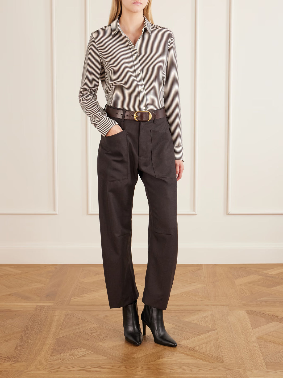 Brown Stripe Gaia Slim Shirt