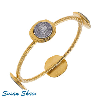Gold & Silver Coin Bangle Bracelet