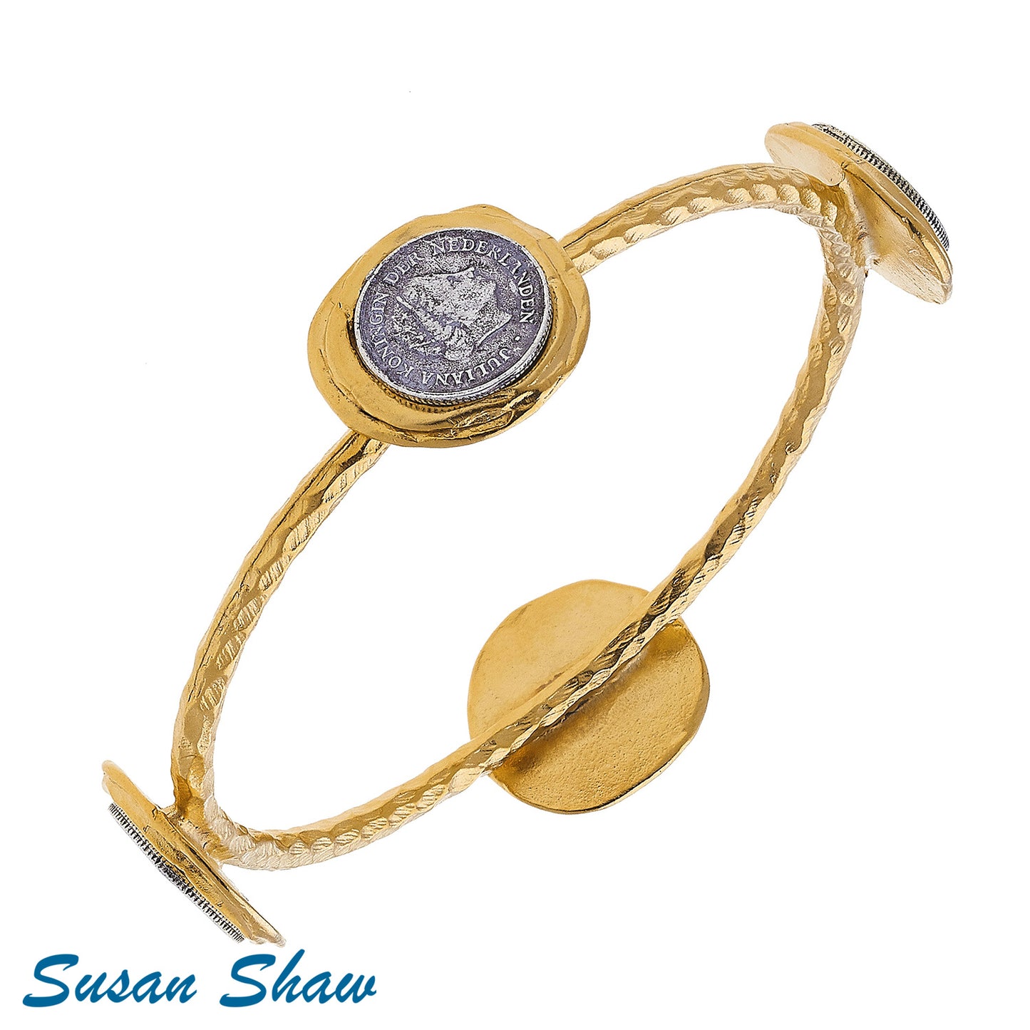 Gold & Silver Coin Bangle Bracelet