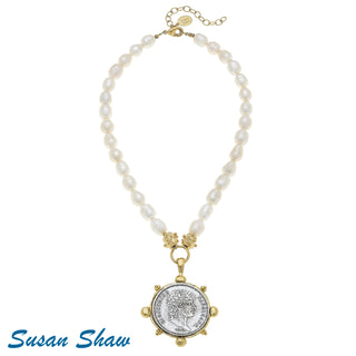 Italian Coin Pearl Necklace