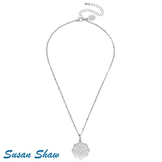 Silver Bead Malta Chain Bee Coin Necklace