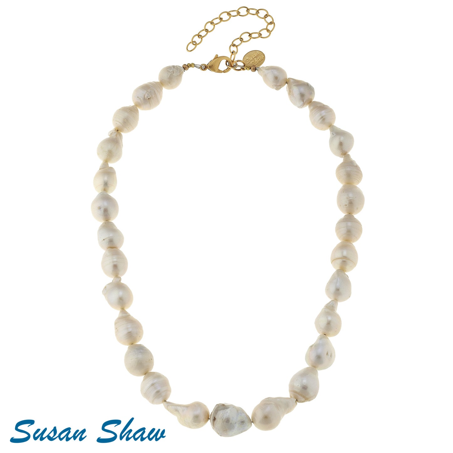Large White Freshwater Baroque Pearl Necklace