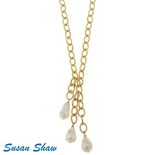 Gold Chain With Cluster Pearl Necklace