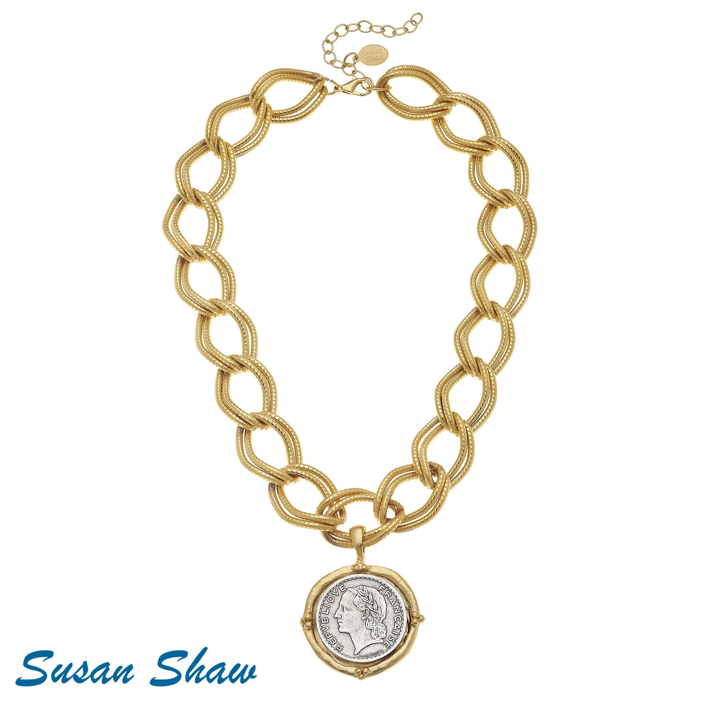 Mixed Metal Franc Chain Necklace