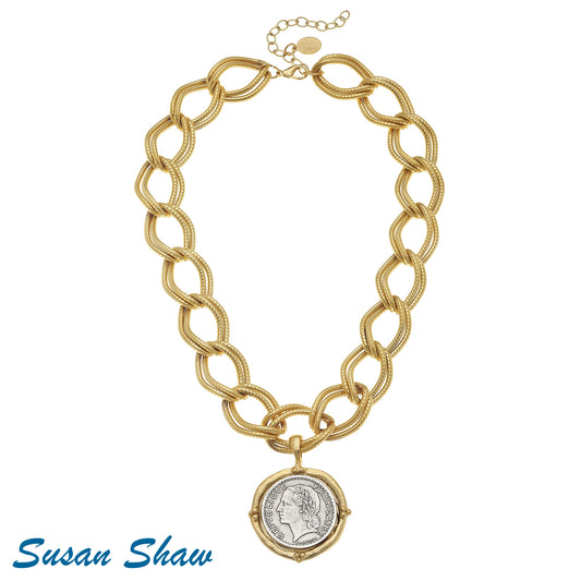 Mixed Metal Franc Chain Necklace