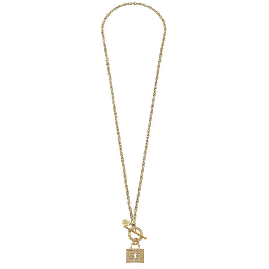 30" Gold Lock Toggle Chain Necklace