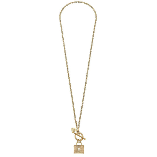 30" Gold Lock Toggle Chain Necklace