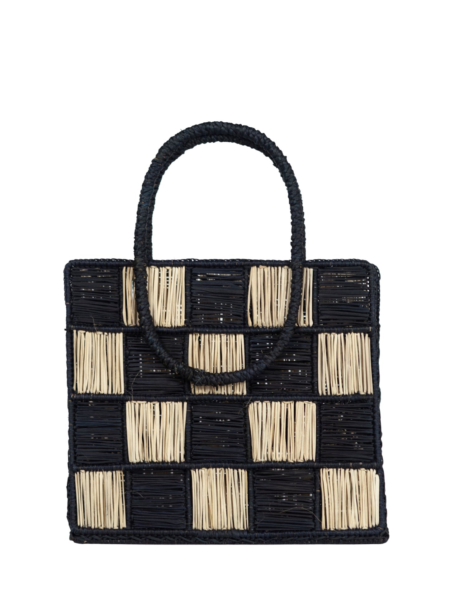 Cristina Checkerboard Straw Bag