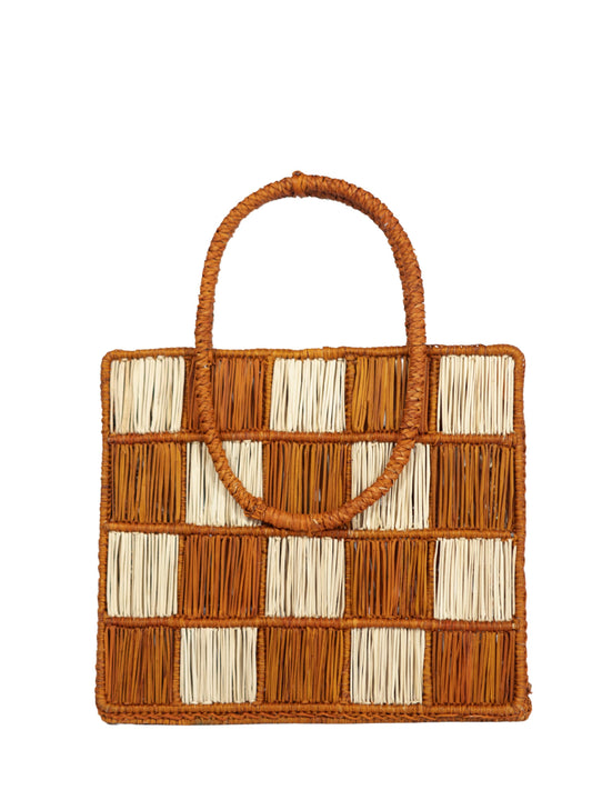 Cristina Checkerboard Straw Bag