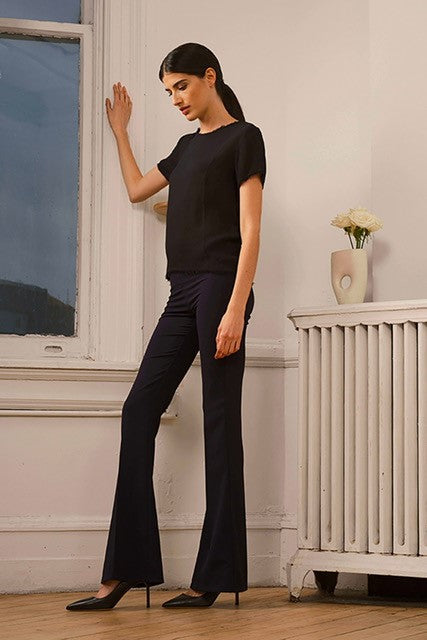 Bellini Crepe Flare Navy Pant