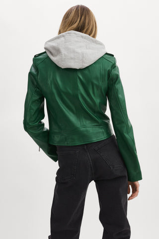 Holy Sweatshirt Leather Biker Jacket With Removable Hood