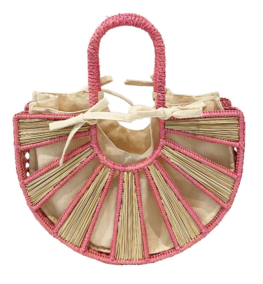 Nancy Two Tone 1/2 Moon Straw Bag